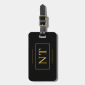 Gouden Initiaal Monogram Zwart Bagagelabel (Voorkant verticaal)