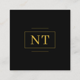 Gouden Initiaal Rand Monogram Minimalistisch Zwart Vierkante Visitekaartje