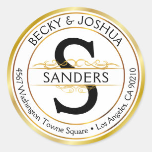   gouden Initiaal rond adreslabel Ronde Sticker