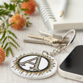 Gouden Initiaal Trouwcadeau Parel Monogram Sleutelhanger (Voorkant Rechts)