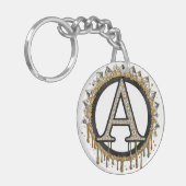 Gouden Initiaal Trouwcadeau Parel Monogram Sleutelhanger (Voorkant Links)