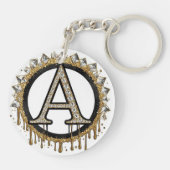 Gouden Initiaal Trouwcadeau Parel Monogram Sleutelhanger (Achterkant)