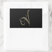 Gouden initiaal V monogram Rechthoekige Sticker (Tas)