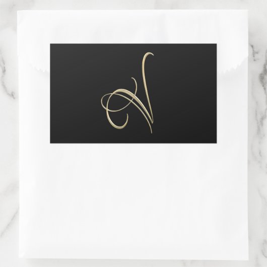 Gouden initiaal V monogram Rechthoekige Sticker (Tas)