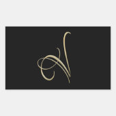 Gouden initiaal V monogram Rechthoekige Sticker (Voorkant)