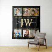 Gouden Initialen Aangepaste Verjaardag Achtergrond Wandkleed (In situ)