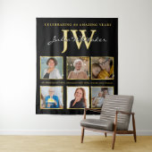 Gouden Initialen Aangepaste Verjaardag Achtergrond Wandkleed (In situ)
