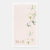 Gouden Initialen bladeren blush elegante bruiloft Servet (Voorkant)