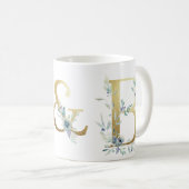 gouden initialen, met mok van blauw folieparen (Voorkant rechts)