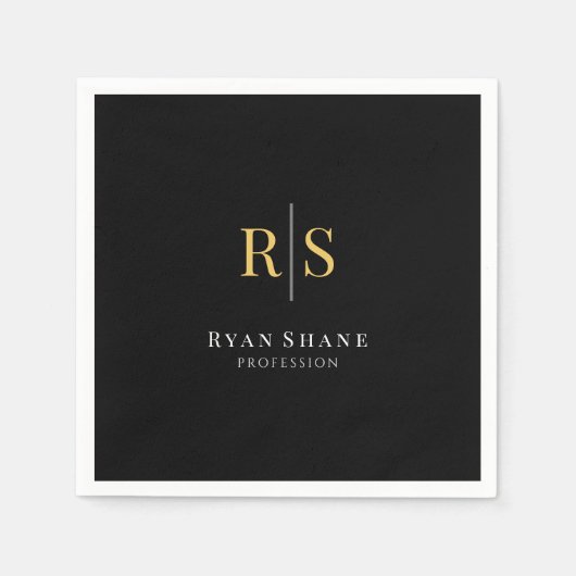 Gouden Initialen, Naam, Beroep, Zwart Servet (Voorkant)