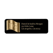 Gouden Initialen, namen van het paar, adres Etiket (Voorkant)