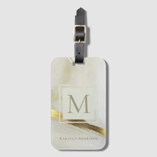 Gouden inkt monogram abstracte thuiskantoor school bagagelabel (Voorkant (verticaal))