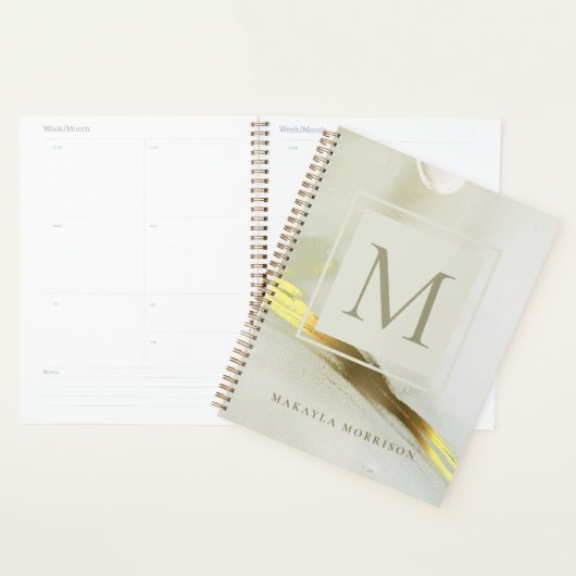 Gouden inkt monogram abstracte thuiskantoor school planner (Display)