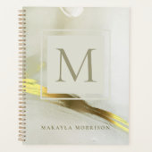 Gouden inkt monogram abstracte thuiskantoor school planner (Voorkant)