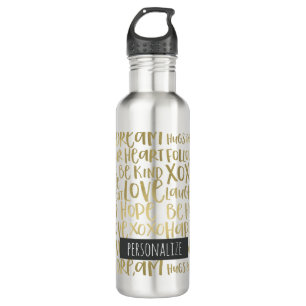 Gouden Inspirerend woorden gepersonaliseerd Waterfles
