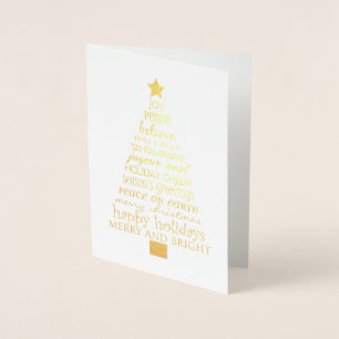 Gouden Inspirerende kerstboom Folie Kaarten