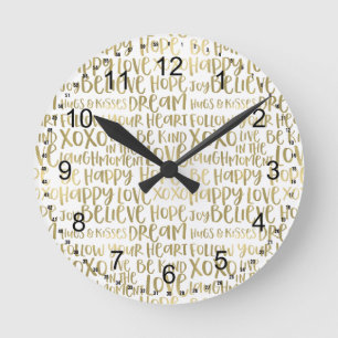 Gouden Inspirerende Woorden Ronde Klok