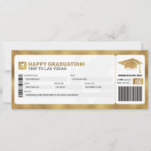 Gouden instapkaart reis trip vliegtuig cadeau tick kaart (Voorkant)