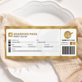 Gouden instapkaart Reis Trip Vliegtuig Cadeau Tick Kaart