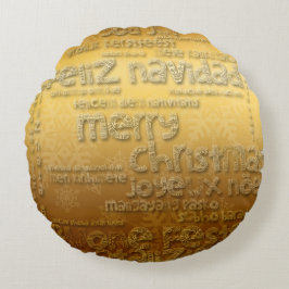 Gouden internationale kerstrondvlieger rond kussen