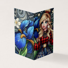 Gouden iris te midden van bloemensymfonie kaart