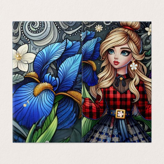 Gouden iris te midden van bloemensymfonie kaart (Buitenkant ongevouwen)