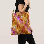 Gouden iriserende mozaïekpatroon tote bag (Dichtbij)