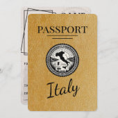 Gouden Italië paspoort Save The Date (Voorkant / Achterkant)