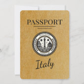 Gouden Italië Paspoort Uitnodiging voor de bruilof (Achterkant)