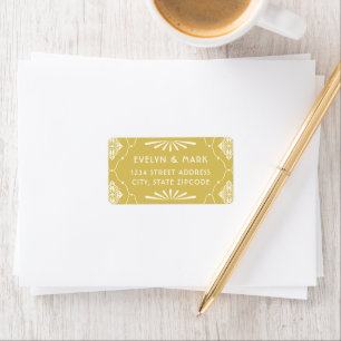 Gouden Ivoor Art Deco Trouwadres Etiket