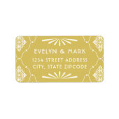 Gouden Ivoor Art Deco Trouwadres Etiket (Voorkant)
