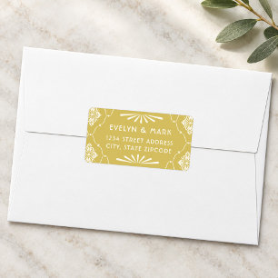 Gouden Ivoor Art Deco Trouwadres Etiket