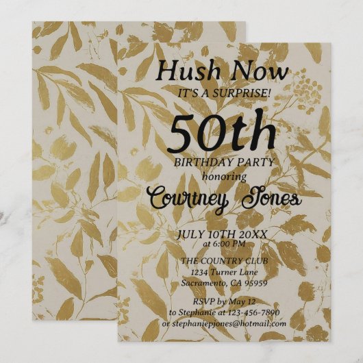 Gouden Ivoor Botanische 50e verjaardag Kaart (Voorkant / Achterkant)