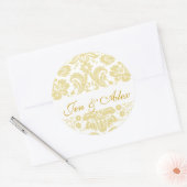 Gouden Ivoor bruid bruidegom Damask bruiloft zegel (Envelop)