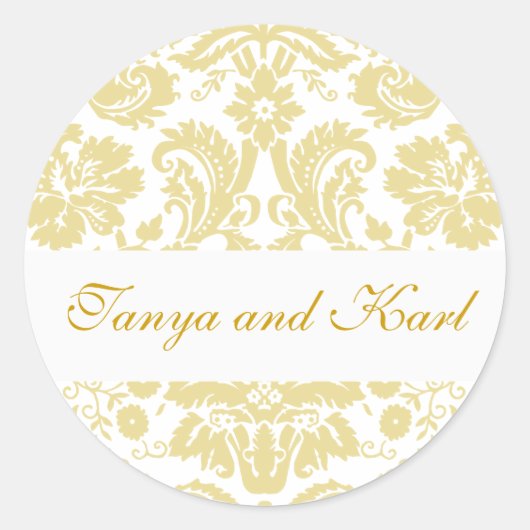 Gouden Ivoor bruid bruidegom Damask bruiloft zegel (Voorkant)
