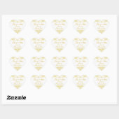 Gouden Ivoor Damask Trouwgunst Hart Sticker (Vel)