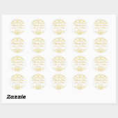 Gouden Ivoor Damask Trouwgunst Ronde Sticker (Vel)