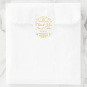 Gouden Ivoor Damask Trouwgunst Ronde Sticker (Tas)