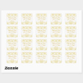 Gouden Ivoor Damask Trouwgunst Vierkante Sticker (Vel)
