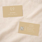 Gouden ivoor monogram krans modern QR-code Visitekaartje