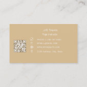 Gouden ivoor monogram krans modern QR-code Visitekaartje (Achterkant)