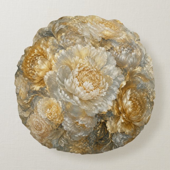 Gouden Ivoor Tuin Rond Kussen (Voorkant)