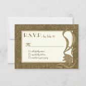 Gouden Ivoren Art Nouveau Elegant RSVP Kaartje (Voorkant)