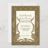 Gouden ivoren art nouveau elegante bruiloft kaart (Voorkant)