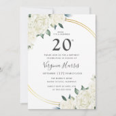Gouden Ivoren Bloemen Twintigste Verjaardag Kaart (Voorkant)