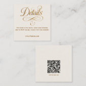 Gouden & Ivoren QR Trouwdetails Kaart (Voorkant / Achterkant)