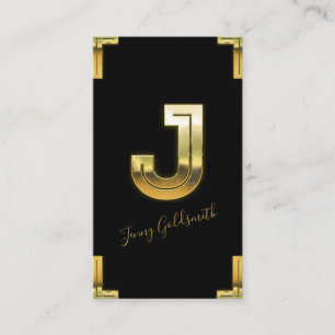 Gouden J Initiaal en Randen Zakelijke Visitekaart Visitekaartje
