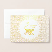 Gouden Jaar van de Apenverjaardag met Chinees Rood Folie Kaarten (Voorkant met envelop)