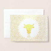 Gouden Jaar van de Ossenverjaardag met Chinees Roo Folie Kaarten (Voorkant met envelop)