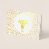 Gouden Jaar van de Ossenverjaardag met Chinees Roo Folie Kaarten (Voorkant)